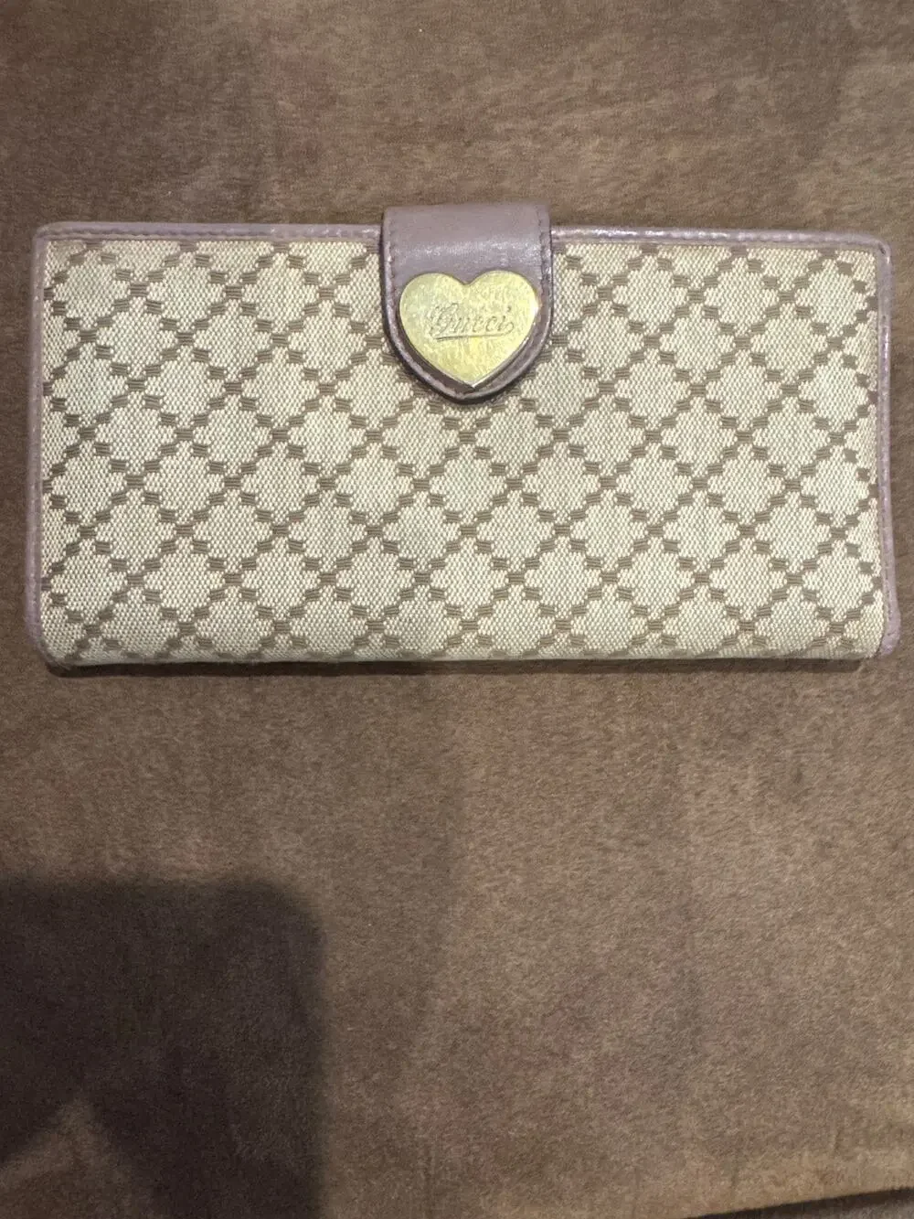 Gucci Diamanté Canvas Heart Wallet